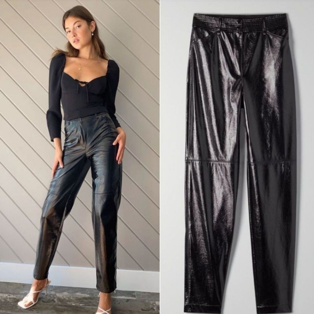 Aritzia Le Fou Wilfred Funk Pant Black Faux Leather Size 6
